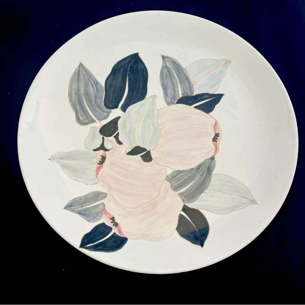 Ernestine Salerno Italy Pottery Round Platter Handpainted 1950s Apple